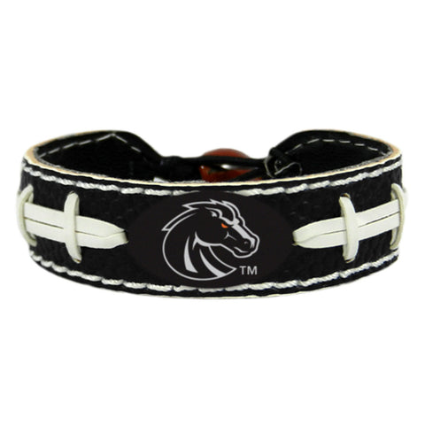 Boise State Broncos Bracelet Team Color Football Black Leather CO-0