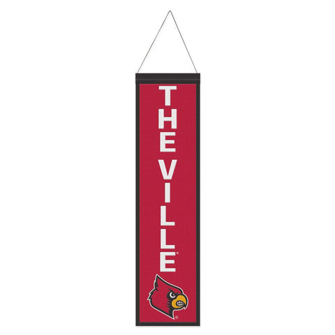 Louisville Cardinals Banner Wool 8x32 Heritage Slogan Design - Special Order-0