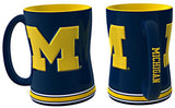 Michigan Wolverines Coffee Mug 14oz Sculpted Relief Team Color-0