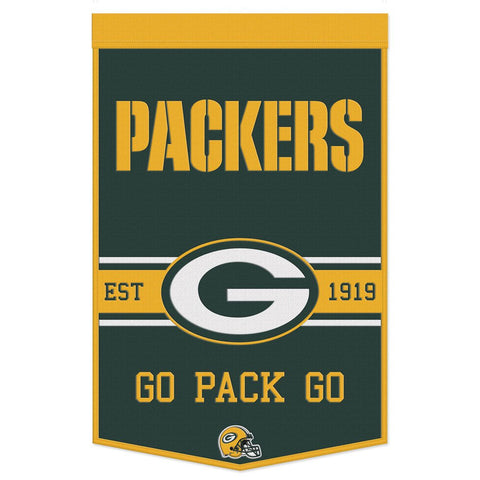 Green Bay Packers Banner Wool 24x38 Dynasty Slogan Design - Special Order-0