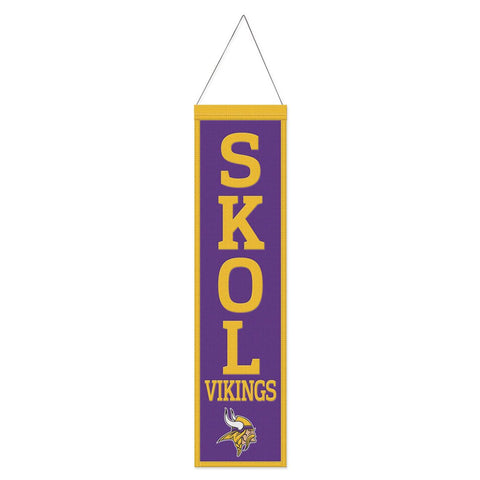 Minnesota Vikings Banner Wool 8x32 Heritage Slogan Design - Special Order-0