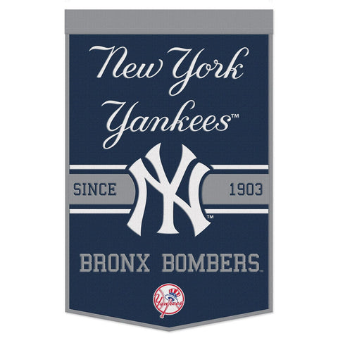 New York Yankees Banner Wool 24x38 Dynasty Slogan Design - Special Order-0