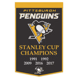 Pittsburgh Penguins Banner Wool 24x38 Dynasty Champ Design-0