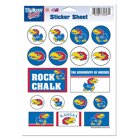 Kansas Jayhawks Decal Sheet 5x7 Vinyl-0