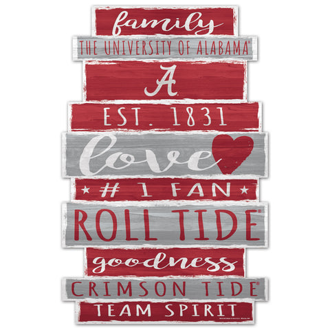 Alabama Crimson Tide Sign 11x17 Wood Family Word-0