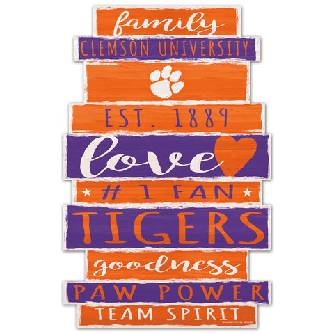 Clemson Tigers Sign 11x17 Wood Family Word-0