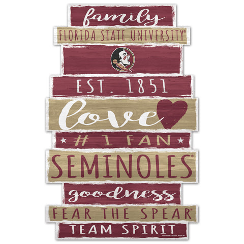 Florida State Seminoles Sign 11x17 Wood Family Word-0