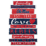 Mississippi Rebels Sign 11x17 Wood Family Word-0
