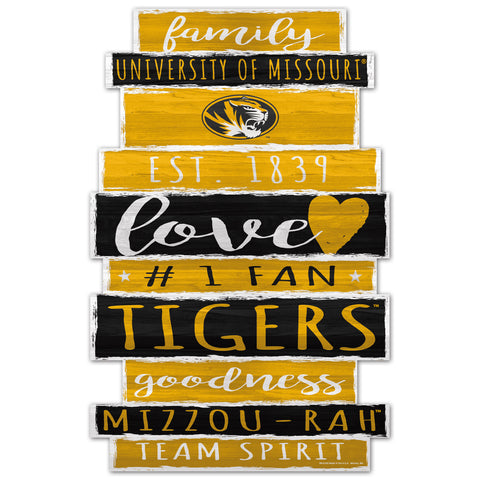 Missouri Tigers Sign 11x17 Wood Family Word-0