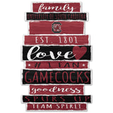 South Carolina Gamecocks Sign 11x17 Wood Family Word-0