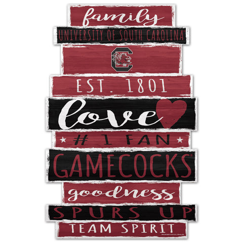South Carolina Gamecocks Sign 11x17 Wood Family Word-0