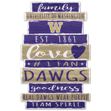 Washington Huskies Sign 11x17 Wood Family Word-0