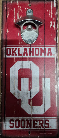 Oklahoma Sooners Sign Wood 5x11 Bottle Opener Alternate-0