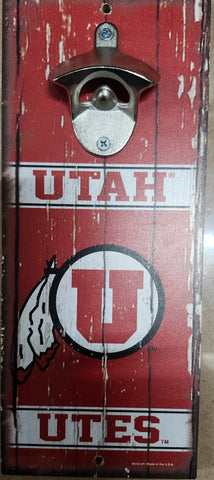 Utah Utes Sign Wood 5x11 Bottle Opener Alternate-0