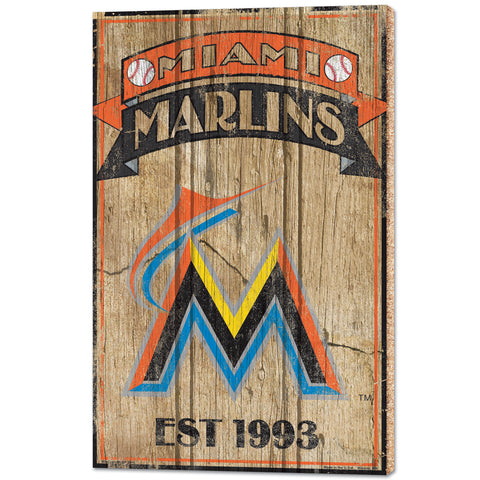 Miami Marlins Sign 15x24 Wood Established-0