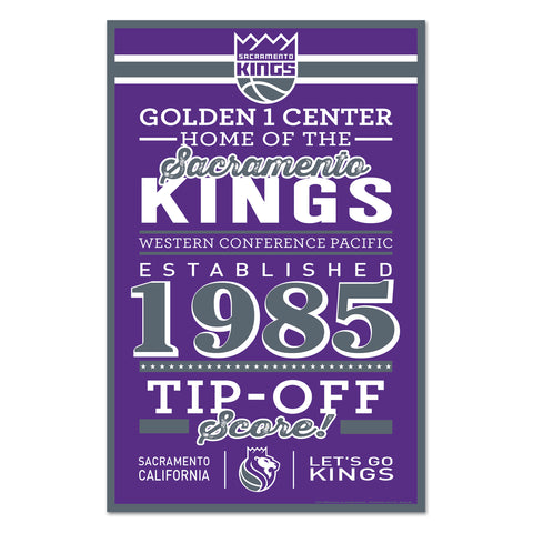 Sacramento Kings Sign 11x17 Wood Established Design-0