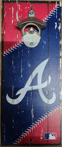 Atlanta Braves Sign Wood 5x11 Bottle Opener Alternate-0