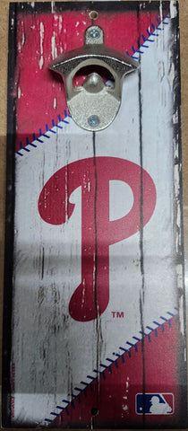 Philadelphia Phillies Sign Wood 5x11 Bottle Opener Alternate-0