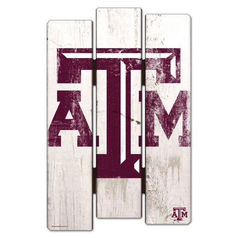 Texas A&M Aggies Sign 11x17 Wood Fence Style White-0
