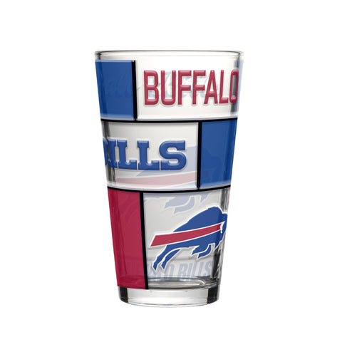 Buffalo Bills Pint Glass 16oz Quilted Stained Boxed-0