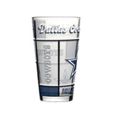 Dallas Cowboys Pint Glass 16oz Quilted Stained Boxed-0
