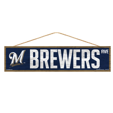 Milwaukee Brewers Sign 4x17 Wood Avenue Throwback-0