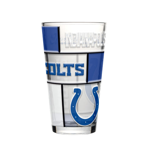 Indianapolis Colts Pint Glass 16oz Quilted Stained Boxed-0