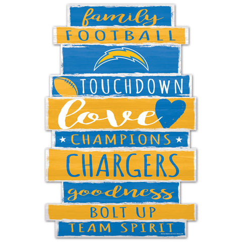 Los Angeles Chargers Sign 11x17 Wood Family Word-0