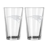 New England Patriots Glass Pint Frost Design 2 Piece Set-0