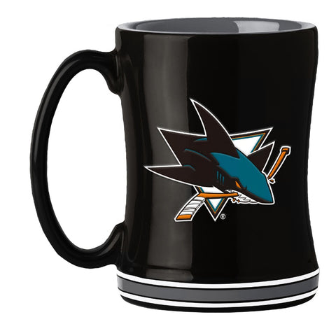 San Jose Sharks Coffee Mug 14oz Sculpted Relief Team Color-0