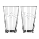 Denver Broncos Glass Pint Frost Design 2 Piece Set-0