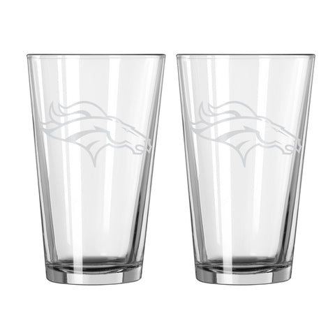 Denver Broncos Glass Pint Frost Design 2 Piece Set-0