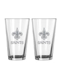 New Orleans Saints Glass Pint Frost Design 2 Piece Set-0