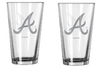 Atlanta Braves Glass Pint Frost Design 2 Piece Set-0