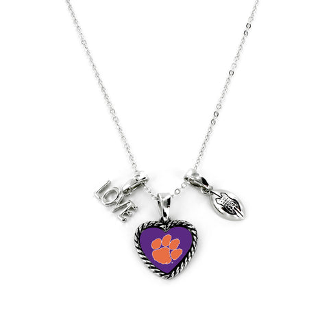 Clemson Tigers Necklace Charmed Sport Love Football - Special Order-0