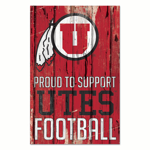 Utah Utes Sign 11x17 Wood Proud to Support Design-0