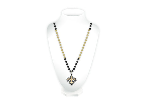 New Orleans Saints Beads with Medallion Mardi Gras Style-0