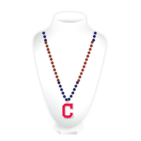 Cleveland Indians Beads with Medallion Mardi Gras Style C Logo - Special Order-0