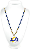 Los Angeles Rams Beads with Medallion Mardi Gras Style-0