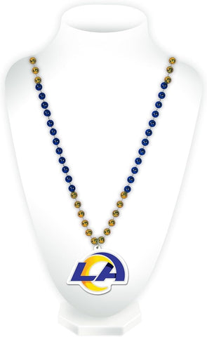Los Angeles Rams Beads with Medallion Mardi Gras Style-0