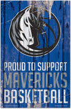 Dallas Mavericks  Sign 11x17 Wood Proud to Support Design-0