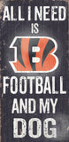 Cincinnati Bengals Wood Sign - Football and Dog 6"x12"-0