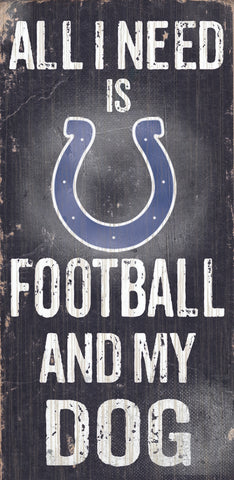 Indianapolis Colts Wood Sign - Football and Dog 6"x12"-0