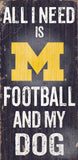 Michigan Wolverines Wood Sign - Football and Dog 6"x12"-0