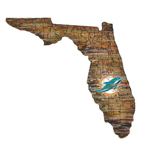 Miami Dolphins Sign Wood 24 Inch State Wall Art Design-0