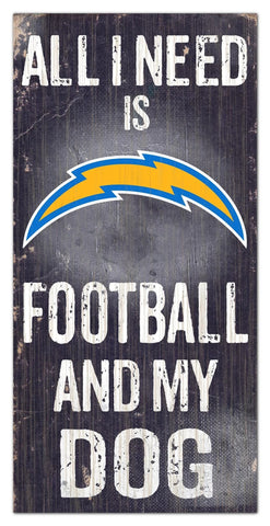 Los Angeles Chargers Sign Wood 6x12 Football and Dog Design-0