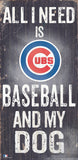 Chicago Cubs Sign Wood 6x12 Baseball and Dog Design-0