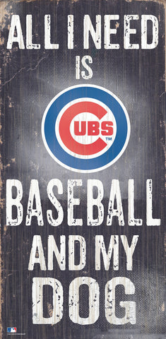 Chicago Cubs Sign Wood 6x12 Baseball and Dog Design-0