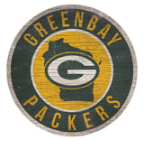 Green Bay Packers Sign Wood 12 Inch Round State Design-0