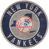 New York Yankees Sign Wood 12 Inch Round State Design-0